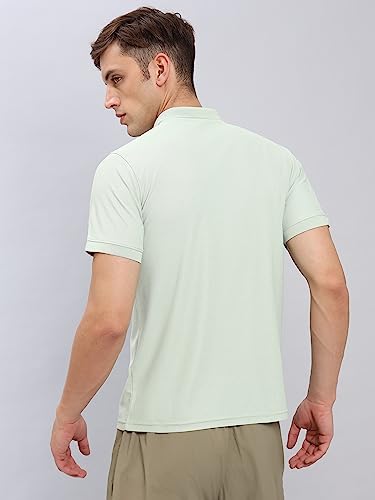 Image of TECHNOSPORT Men's Polyester Slim Fit Self-Design Short Sleeve Polo Matpiq T-Shirt with Anti Microbial, Techno Dry for Regular and Casual Use