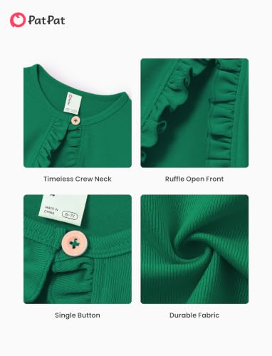 Image of PATPAT Girls Cardigan Bolero Size 4-12 Years Kids Knit Long Sleeve Ruffle Open Front Button Cover Up Cropped Tops for Girls