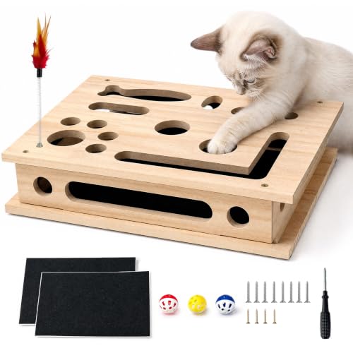 Cat Scratch Puzzle Box with Interactive Balls & Replaceable Sandpaper by BABUFINE - Used condition - US$26.44