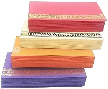 IMTION (Pack of 25 Pcs) Flower Designer Money Envelope, Shagun Envelop, Wedding, Engagement, Any Occasion Cash Gift Money Cover Made with Card Paper Sheet 7.4 X 3.8 inch Assorted Colors