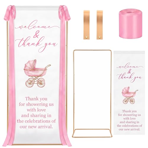 Baby Shower Welcome Sign Stand with Linen Sign