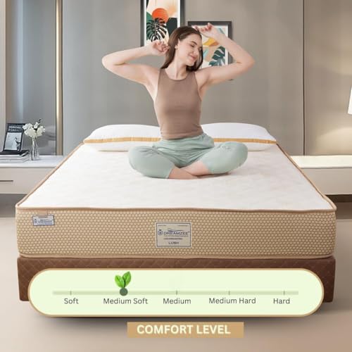 Image of DREAMZEE Lush 100% Natural Latex with Pocket Spring Mattress | Medium Soft Comfort | Eco-Institut Certified | Hybrid Series - Queen Size (75x60x10 Inches) | 10 Years Warranty