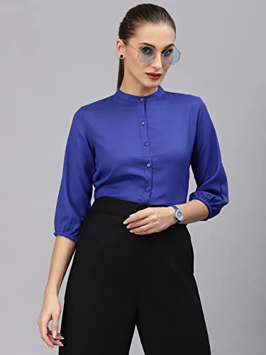 Image of Style Quotient Women Solid Lilac Polyester Formal Shirt