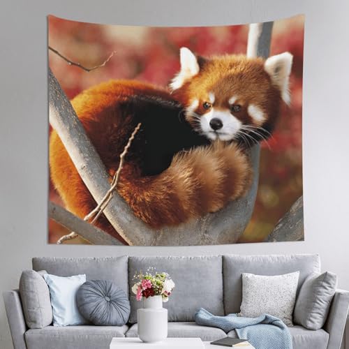 Tapisserie panda rouge grand format déco murale chambre ado drap de lit suspendu 152x130
