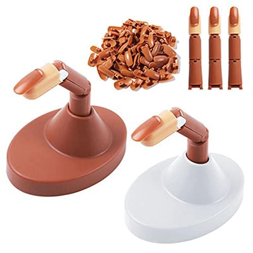 THR3E STROKES Nail Training Kit Reusable Detachable Portable Flexible Nail Practice Finger Kit Fingernail Tip Display Tool for Ladies Holiday (MIX COLOR)(STAND+2 FINGER AND TIPS) (PACK OF 1)-picture-39