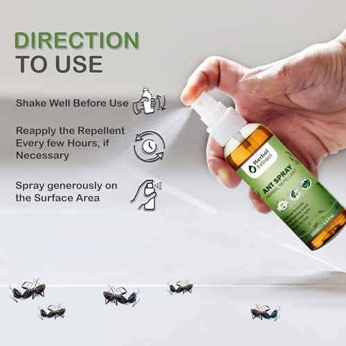 Image of Ant Repellent Spray for Home & Office | 100% Natural, Herbal, Irritant-Free, Chemical-Free | Long Lasting & Effective Protection | Baby, Plant & Pet Safe | Pack of 2 | 200ml