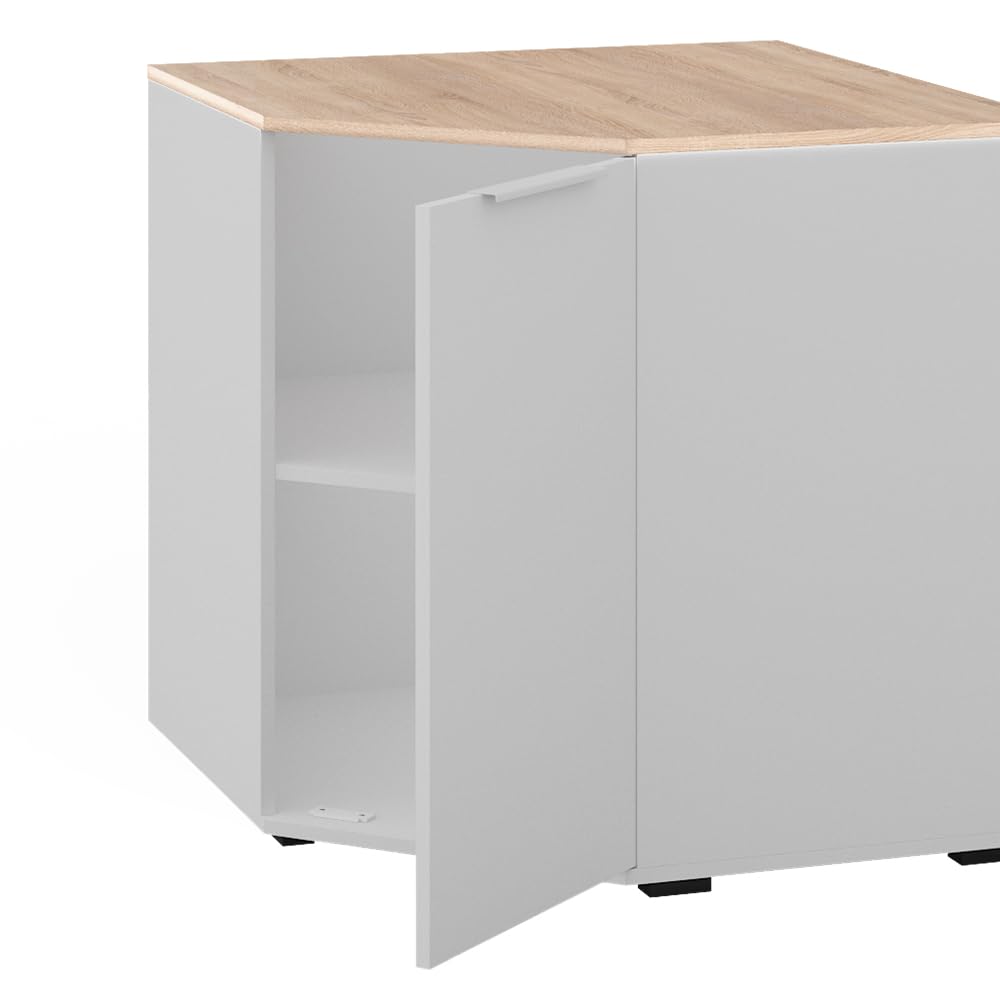 Vicco Credenza Betti, Bianco/Sonoma, 77.9 x 77.9 cm | con 1 porta, per riporre abiti e oggetti di uso quotidiano