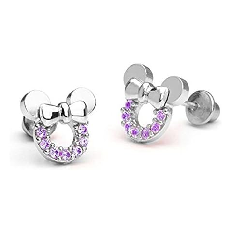 Descubre los Pendientes de Mickey Mouse huecos de amatista Cubic Zirconia Cover
