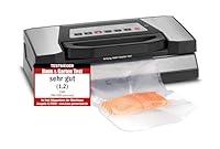 CASO VRH 690 advanced Vakuumierer Testsieger, Vakuumiergerät für Lebensmittel, 150 Vakuumiervorgänge nonstop, doppelte Schweißnaht, 20 Liter/Min, Cutter, inkl. 2 Profi- Folienrollen