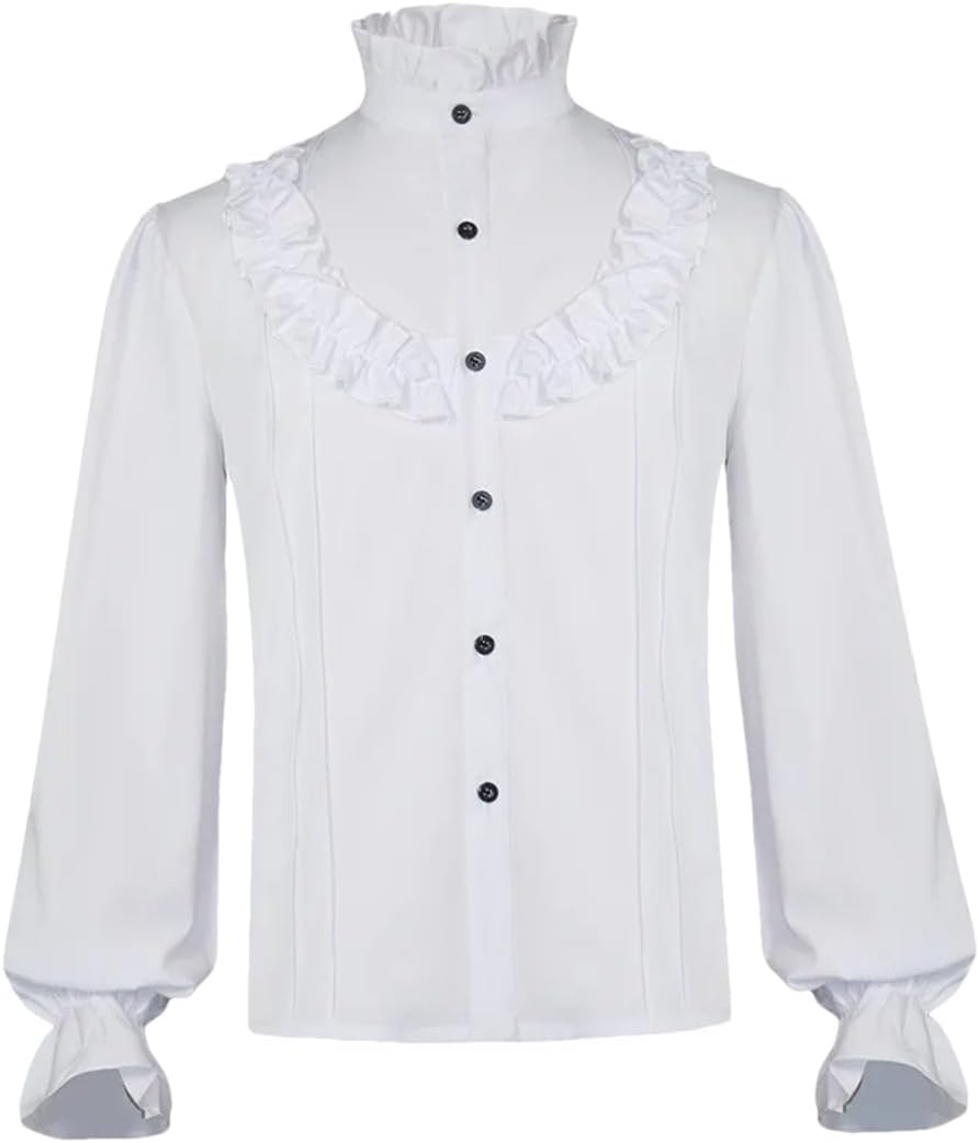 DBFBDTU Mens Retro Steampunk Gothic Shirt Ruffled Halloween Costume Clothing Chemise Blouses