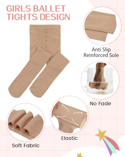 Image of Century Star Girls Ballet Tights for Toddler Kids Dance | Ultra Soft, Opaque, Stretchy With A Comfy Fit-Ideal For Ballet Dance, School Uniforms, Recitals, Halloween And Daily Wear.