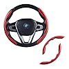 WOCOCN Steering Wheel Cover,Carbon Fiber Car Steering Wheel Cover with Non-Slip Lining,Universal Fit Most of Car Interior Accessories (Red)