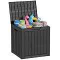 35 Gallon Deck Box Outdoor Waterproof, Resin Storage Box Outdoor Lockable, Multipurpose Outside Container for Patio Cushions, Garden Tools & Package Drop, UV & Fade Resistant, Black