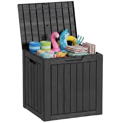 35 Gallon Deck Box Outdoor Waterproof, Resin Storage Box Outdoor Lockable, Multipurpose Outside Container for Patio Cushions, Garden Tools & Package Drop, UV & Fade Resistant, Black