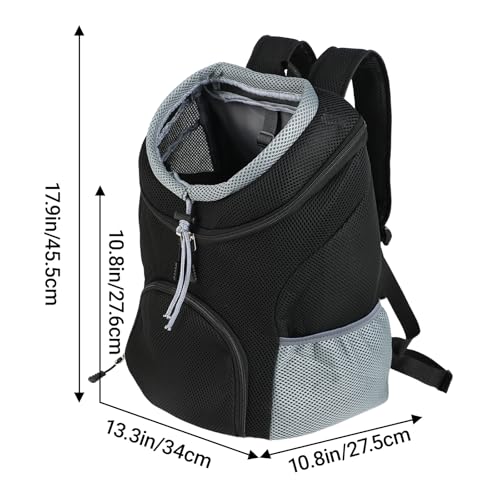 Lauviomify Haustier Rucksack von 3 bis 7 kg - Verstellbar und Atmungsaktiv - Mit Fronttasche für Kleine Hunde und Katzen - Head-Out-Design - Sicherheits-Haken - Ideal für Reisen, Wandern und Outdoor.