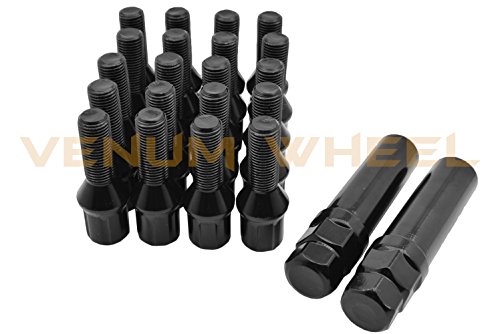 20 Pc Black Spline Tuner Lug Bolts 12X1.25 Thread Pitch 28Mm Oem Length 2 Keys Fits 2013-2018 Dodge Dart All Models No Wheel Spacers Required #TOP1