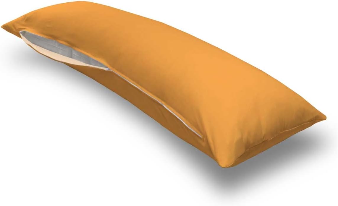 SheetWorld - Zipper Body Pillow Cover & Pregnancy Pillowcase, Softest 100% Cotton Jersey Knit, Hypoallergenic, Solid Orange, 20 x 54, Made in USA