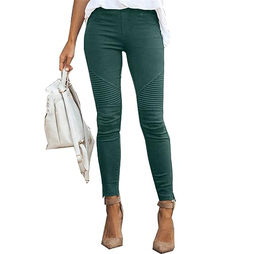 Women Pants Vintage Pleated Pencil Pants Office Lady Elasticity Skinny Trousers Jeans Streetwear Women's Clothing3