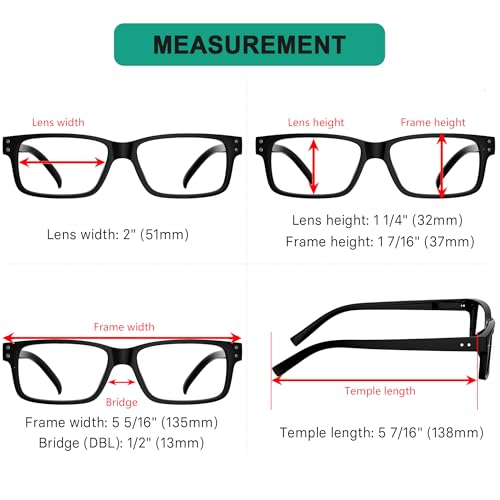 Eyekepper Vintage Reading Glasses for Men - 5 Pack Spring Hinges Classic Readers - Black Frame +2.00 - Thumbnail 5