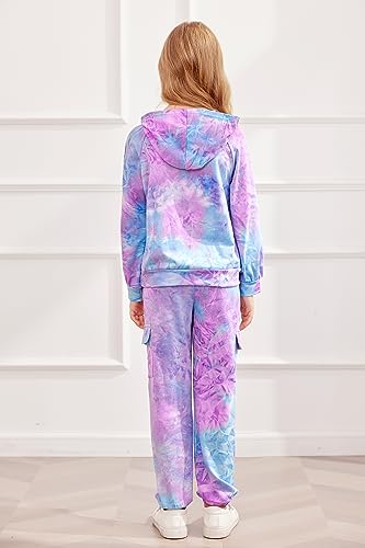 Arshiner Conjunto de 2 peças de moletom para meninas tie dye, conjunto de calças, moletom atlético d