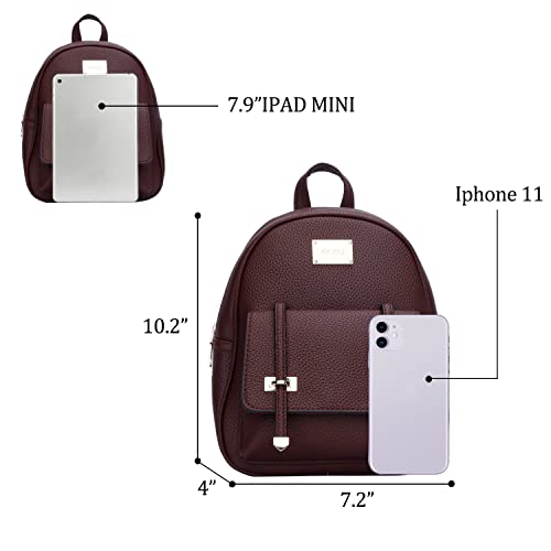 Kkxiu Women Small Backpack Purse Convertible Leather Mini Daypacks Crossbody Shoulder Bag For Ladies (Z-Wine) #TOP3