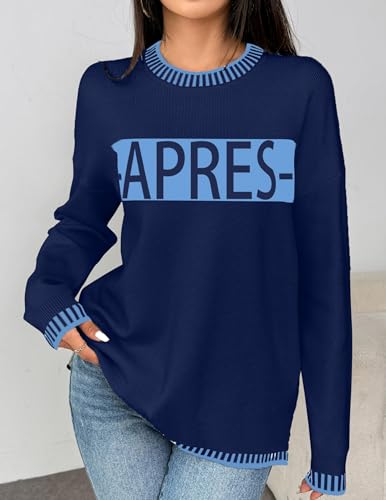 Image of Sweaters for Women Crewneck Long Sleeve Contrast Pullover Graphic Chic Stitch Style Sweater Pullover Jumper Tops