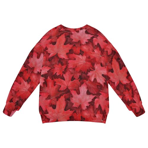 JUNZAN Canada Red Maple Leaf Big Girls Hoodie Sweatshirt Crewneck Hoodie for Boys Sports 4T2