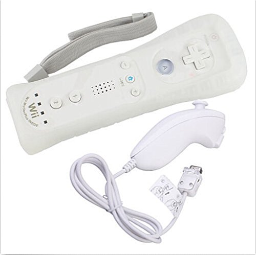 WiimoteHS® Built in Motion Plus Inside Remote + Nunchuck Controller For Wii White