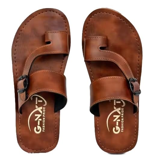 Image of Men's Printed Synthetic Flip Flops Slippers Comfortable Slip On Pair Rubber Sole Casual Chappals For Daily Use 137