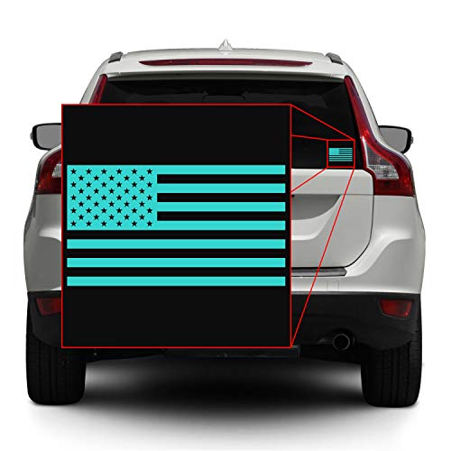 Image of American US Flag [Pick Color /Size] Vinyl Decal Sticker for Laptop /Car /Truck /Window /Bumper (5in x 2.8in, Matte Tiffany Blue)