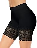 ZENUTA 1 Pack Lace Slip Shorts for Women Under Dresses, Seamless Anti Chafing Shorts Summer (1pcs Black, L)