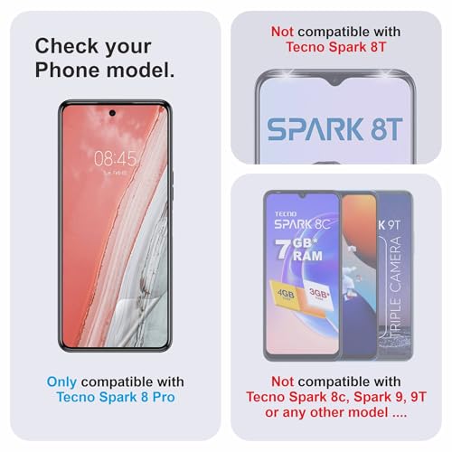 Image of Military-Grade Gorilla Tempered Glass For Tecno Spark 8 Pro (6.8 Inch) With Installation Kit | Edge to Edge Coverage | Black