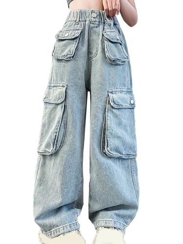 [FDGFJ] デニムパンツ 女の子 カーゴパンツ ジーンズ キッズ 長ズボン ジーンズ ウォッシュ加工 子供服 ガールズ ジーパン 普段着 ゆったり カジュアル おしゃれ 春秋