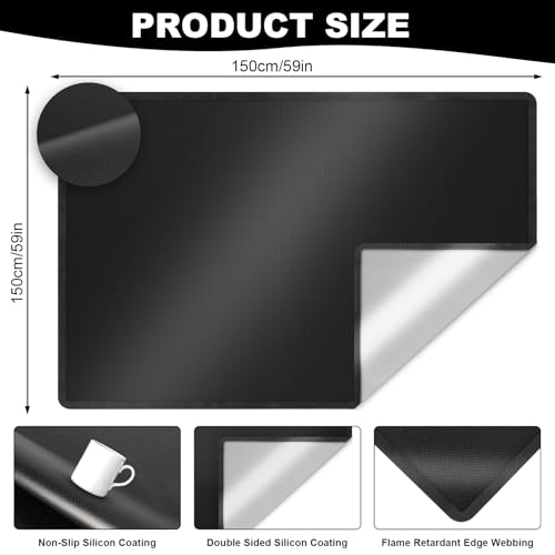 Feuerfeste Unterlage, Hitzeschutzmatte, 100x150 cm Antihaft-Material Bodenschutzmatte, Grill Matten, Bodenmatte Feuerstellenmatte Outdoor BBQ Matte für Gasgrill Holzkohlegrill