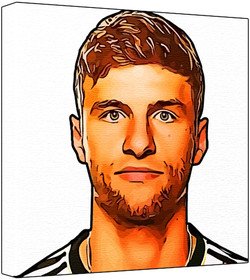 Thomas Muller - Pop Art Print (Multicolour; White Background) 30 x 30 x 2.5 cm Medium Square Deep Box Canvas