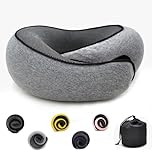 LegendTech Adjustable Travel Neck Pillow Made of Memory Foam Cotton Neck Support Pillow, Foldable U-shaped Snap Neck Pillow, Practical Ergonomic Travel Pillow,dark gray