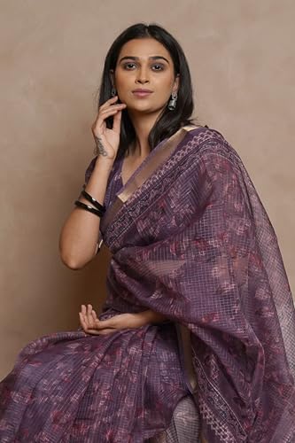 Image of MIRCHI FASHION Lightweight Kota Doria Cotton Saree | Floral Printed Summer Saree for Women | Breathable Ethnic Daily Wear Saree with Blouse Piece