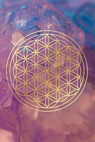 Flower of Life Sacred Geometry Notebook | Crystal Gold Theme: 6x9 in Lined Journal