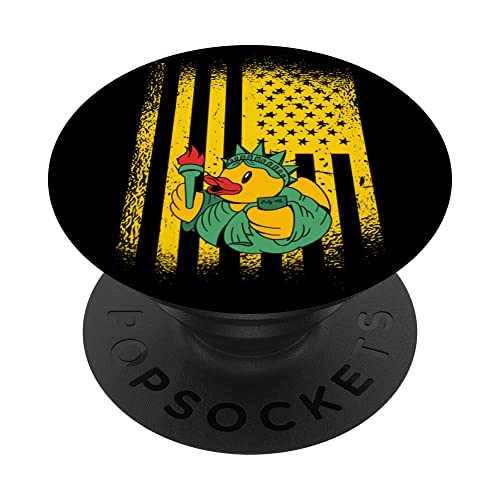 New York Rubber Duck 4th of July Kids Boys Girls US Flag PopSockets Swappable PopGrip, Black