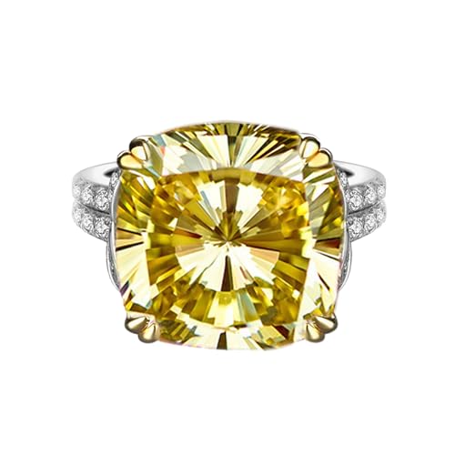 Women's Engagement Rings, 10 Carat Ice Flower Cut Pink Moissanite Statement Ring 14x14mm in Sterling Silver, Ideal Wedding Gift for Wife