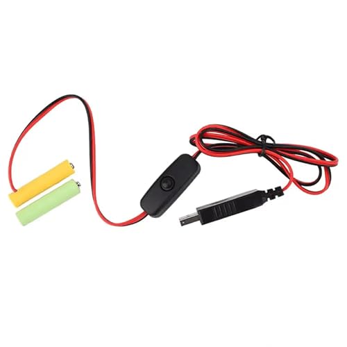 5W USB To 3V (2x1.5V) LR6 AA Dummy Battery Eliminators Substitute Cable With On/Off Switch For String Lights, Christmas Lights, Toys - USB to AA
