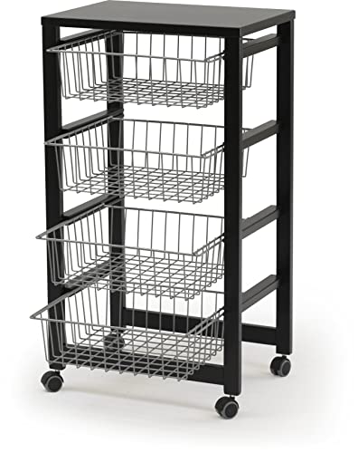 Carrello Cucina GINGERONE Legno - 4 Cestelli - Finitura Ar-It il cuore del legno nero