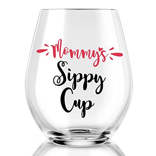 Agmdesign Mommy's Sippy Cup Wine Glass, Mother's Day Gift For Her, Mom, New Mom, Wife, Valentines Day Gifts For Mom, Pregnant Mom Gifts, Funny Birthday Gifts For Mom From Daughter, Son #TOP7