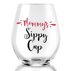 AGMDESIGN Mommy’s Sippy Cup Wine Glass, Mother’s Day Gift for Her, Mom, New Mom, Wife, Valentines Day Gifts for Mothers, Pregnant Moms Gifts, Funny Birthday Gifts for Mother from Daughter, Son
