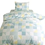 メリーナイト(Merry Night) 掛け布団カバー 「スクエア」 グリーン シングルロング 約150×210cm 両サイドファスナー ふとんが入れやすい 洗える 速乾 シワになりにくい FF12115-53