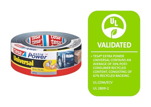 Image of tesa UK Tesa 56389 00000 12 50 Mm X 50 M Extra Power Duct Tape Silver Silver