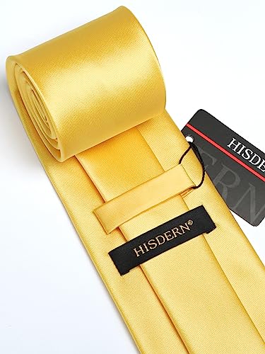 Image of HISDERN Mens Solid Color Ties Formal Satin Necktie and Pocket Square Set Classic Wedding Business Tie & Handkerchief