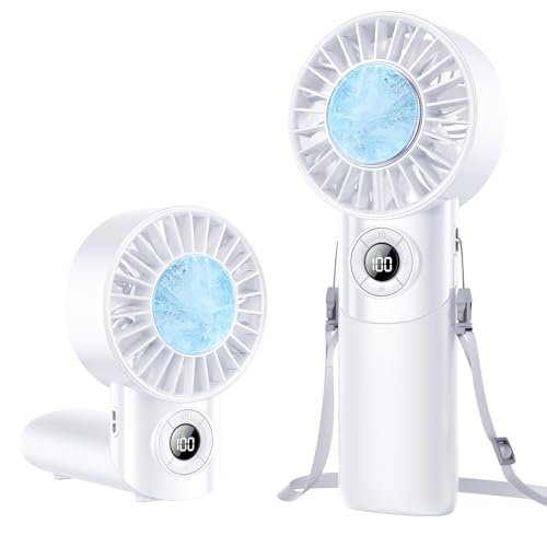 Image of 2026 Upgrade 3 In 1 Handheld Portable Turbo Fan with Ice Cooling,Rechargeable 100 Speed Mini Personal Fan 10500 RPM Small Pocket Fans Makeup fan for Outdoor,Office,Camping,Travel-White