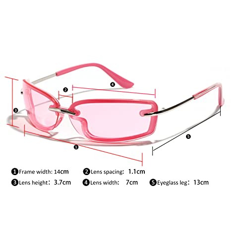 willochra One Piece Rimless Y2k Sunglasses For Women Fashion Silver Mirror Sun Glasses Men Alloy Hip Hop Punk Shades4
