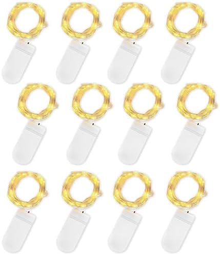 Jsdoin LED Mini Lichterkette mit Batterie, 12x20er Micro Lichterkette außen Batterie, 2M DIY kleine Lichterketten Wasserdicht für Party Hochzeit Weihnachten Beleuchtung Deko (Warmw